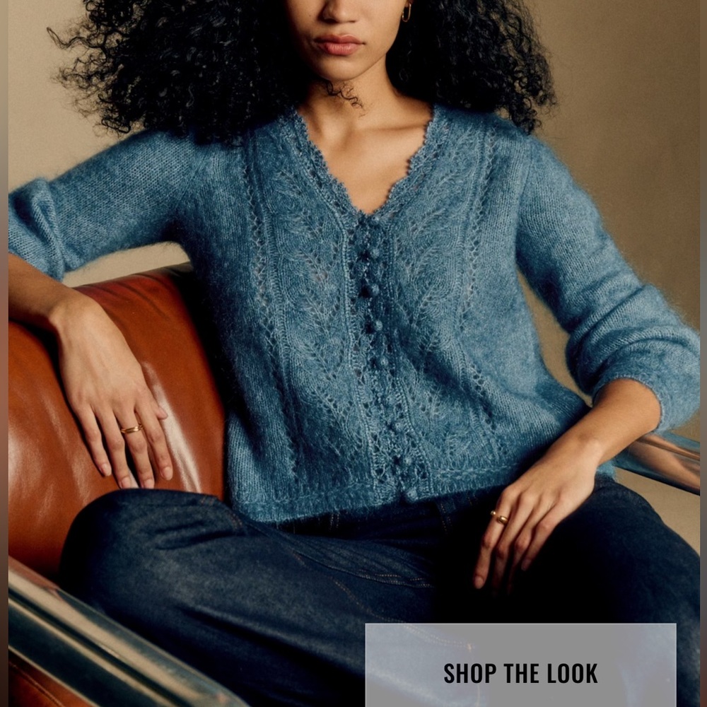 Sezane Angelo Cardigan Slate Blue - Size XS